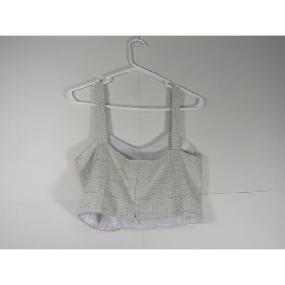 Wednesday Multi Color Tweed Women Crop Top Medium Whimsical Boho Zip Novelty - Picture 2 of 6